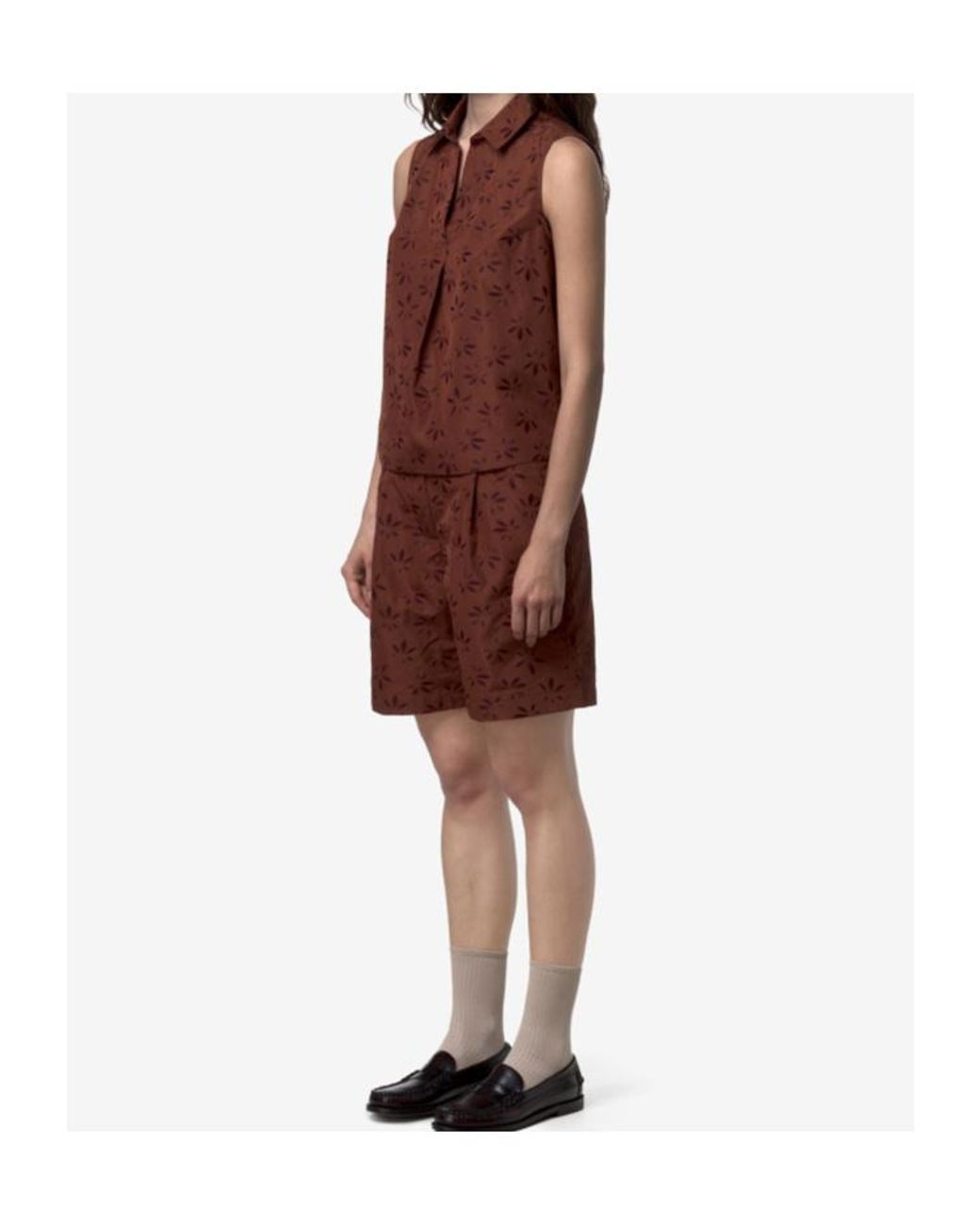K-Way Brown Sleeveless Jacquard Top