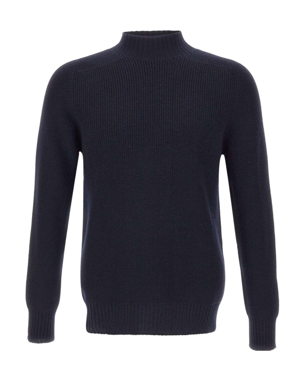 Gran Sasso Blue High Neck Ribbed Jumper for men