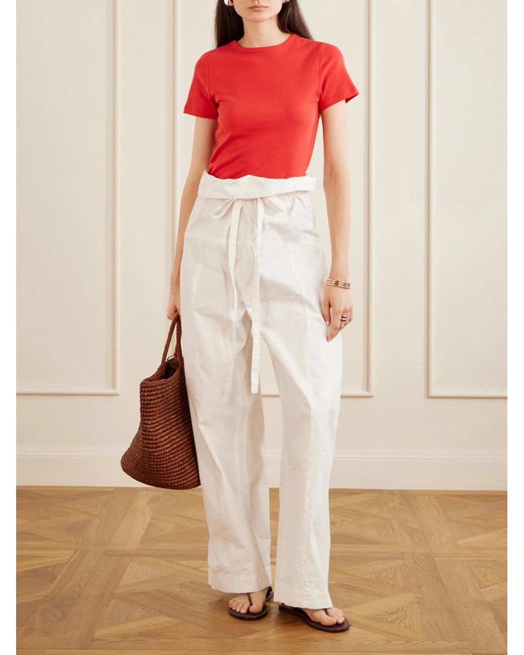 Matteau White Fisherman Cotton-Twill Pants