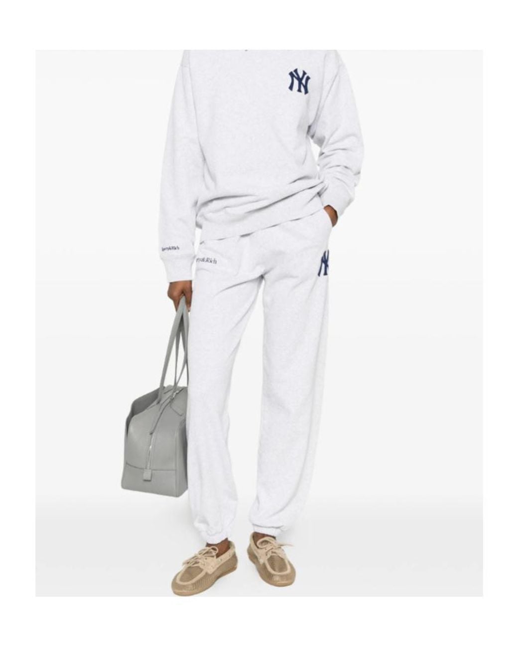 Sporty & Rich White Heritage Yankee Logo Joggers