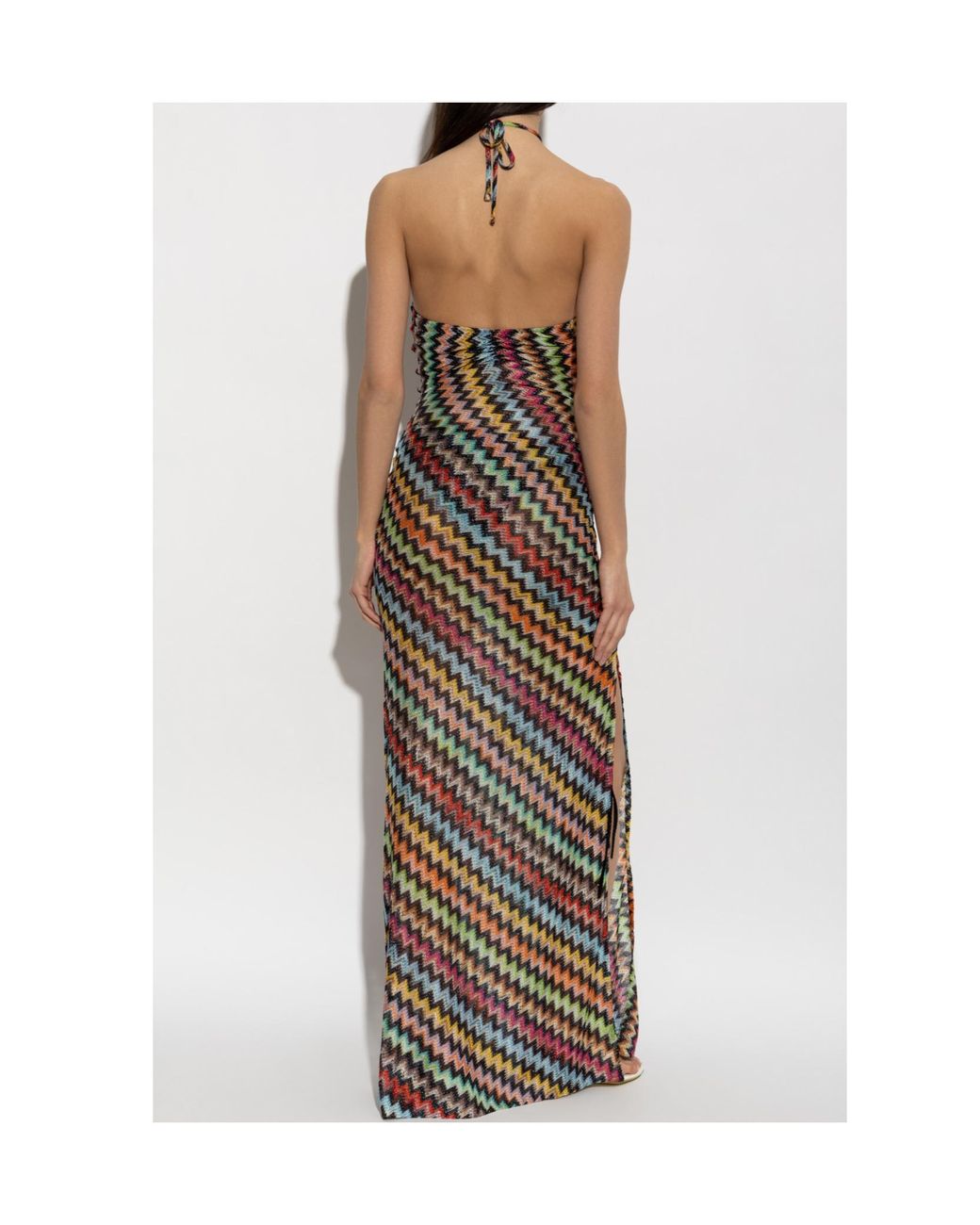 Missoni White Zigzag-Knit Open Back Dress