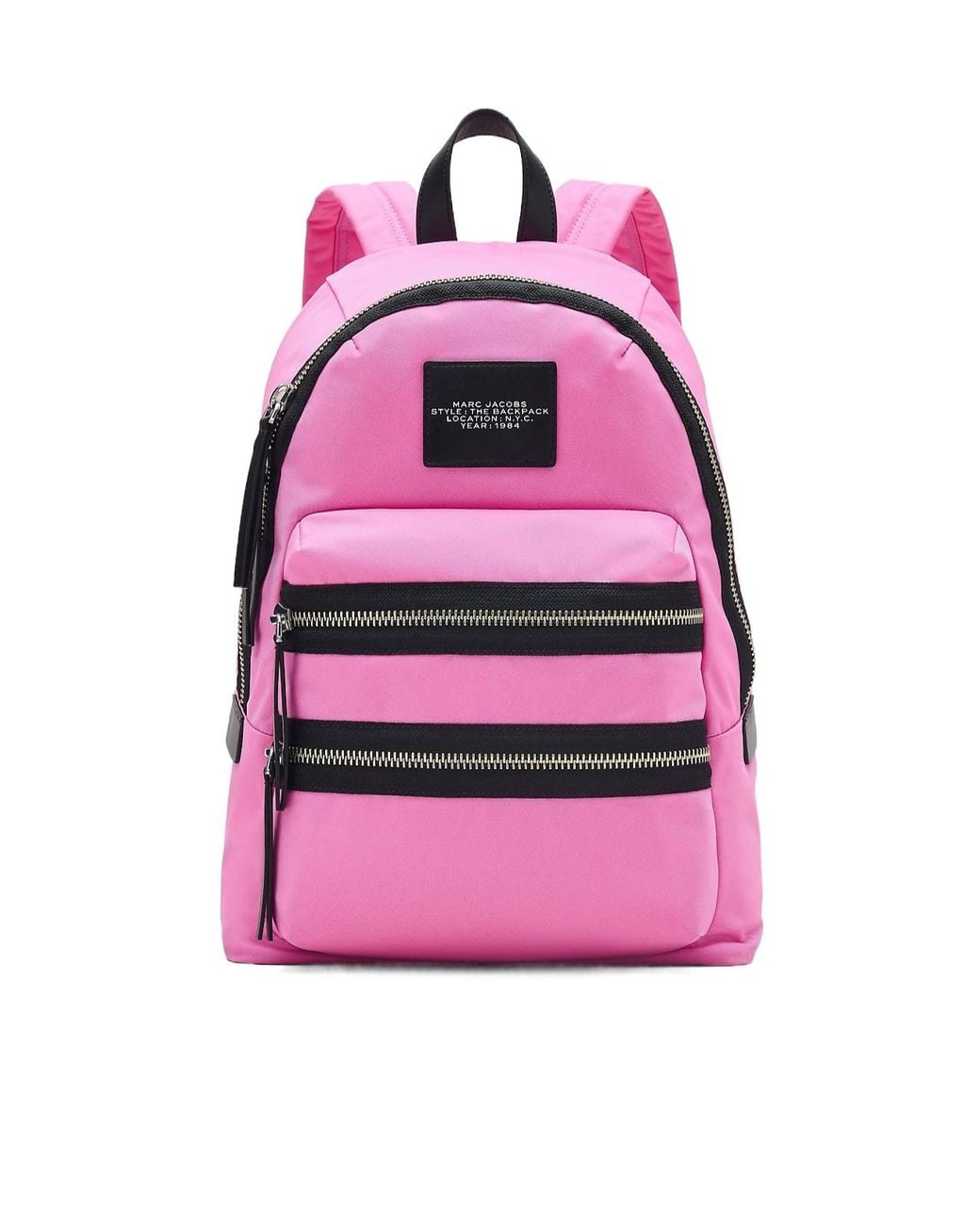 Marc Jacobs Pink The Biker Logo-Patch Zipped Large Backpack