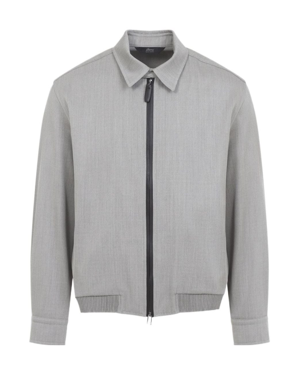 Brioni Gray Zip-Up Blouson Jacket for men