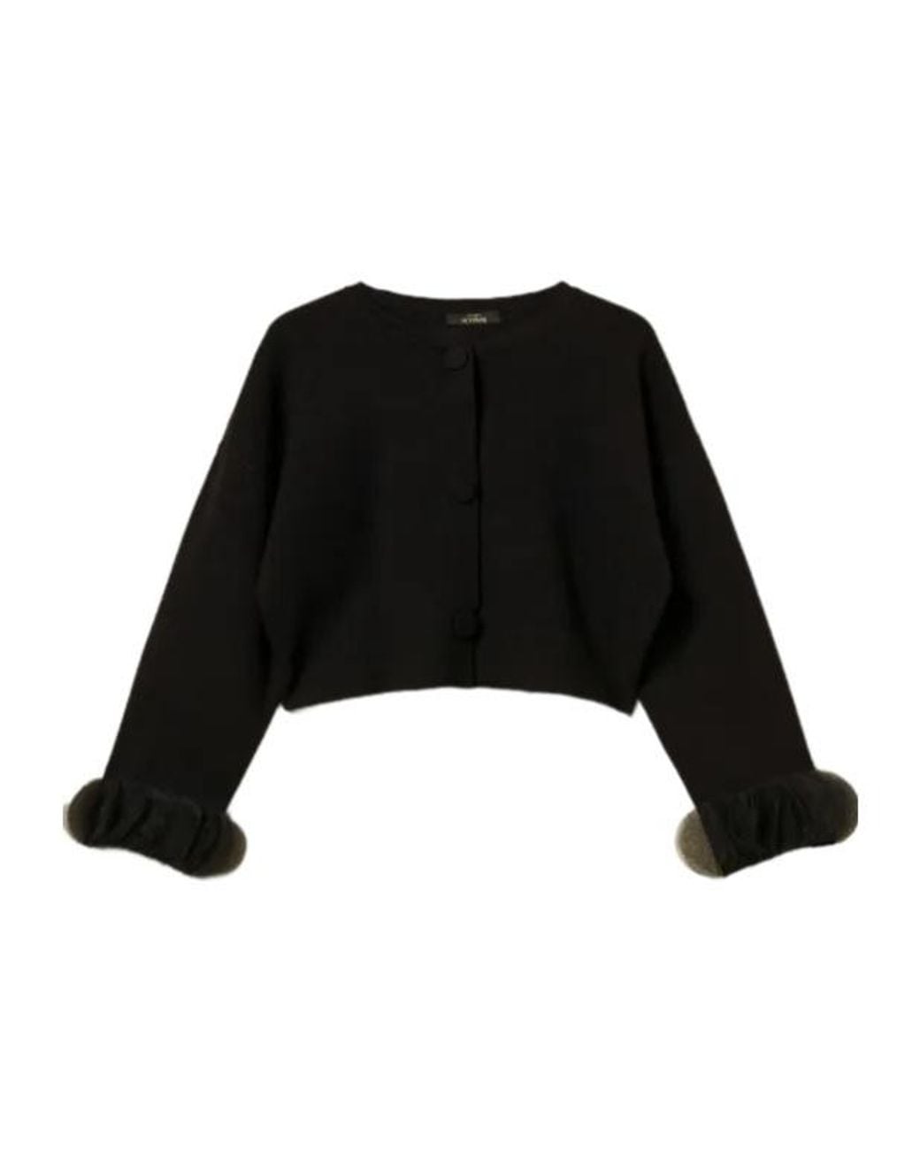 Twinset Black Organza-Cuff Knit Jacket