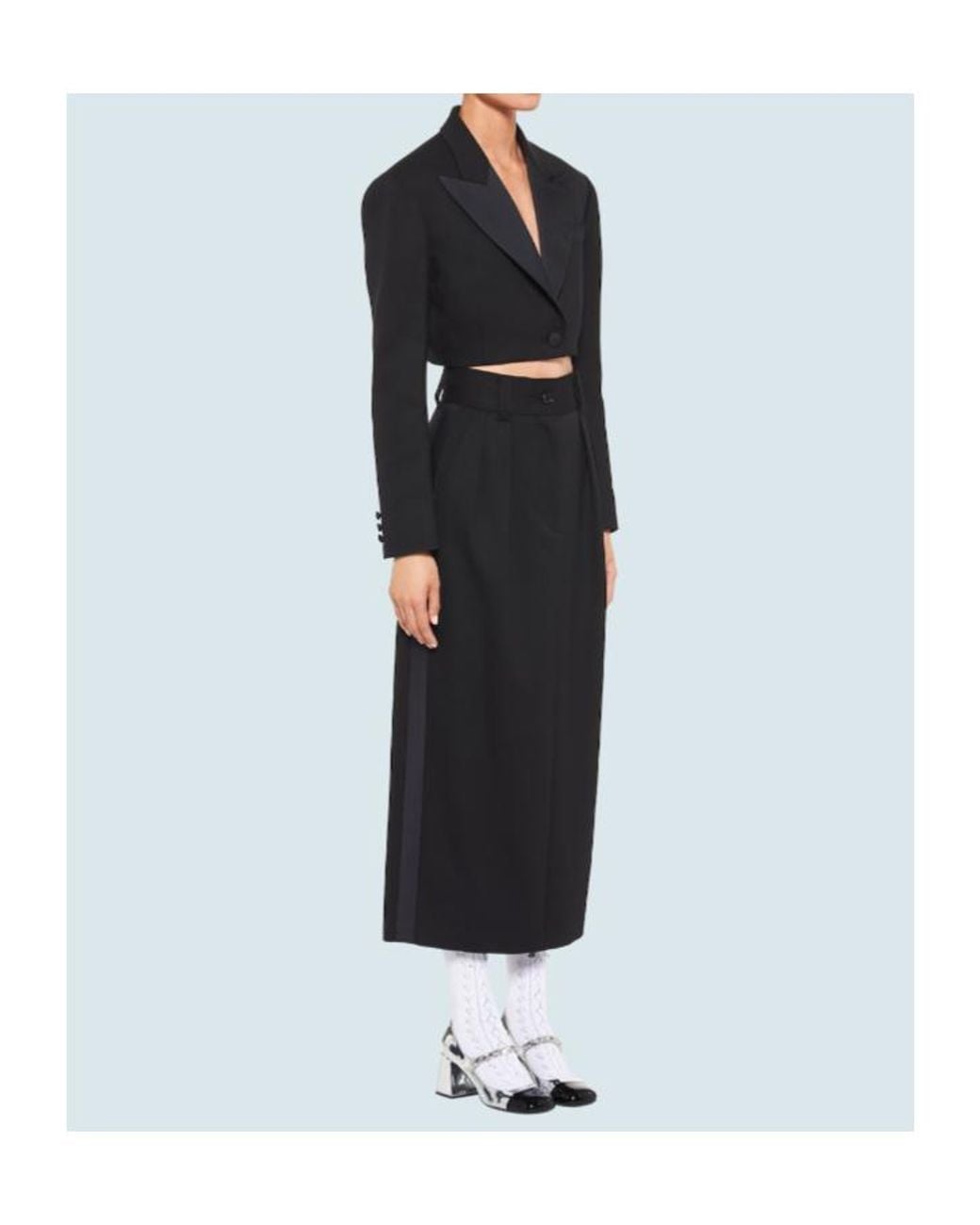 Miu Miu Black Cropped Grain De Poudre Jacket