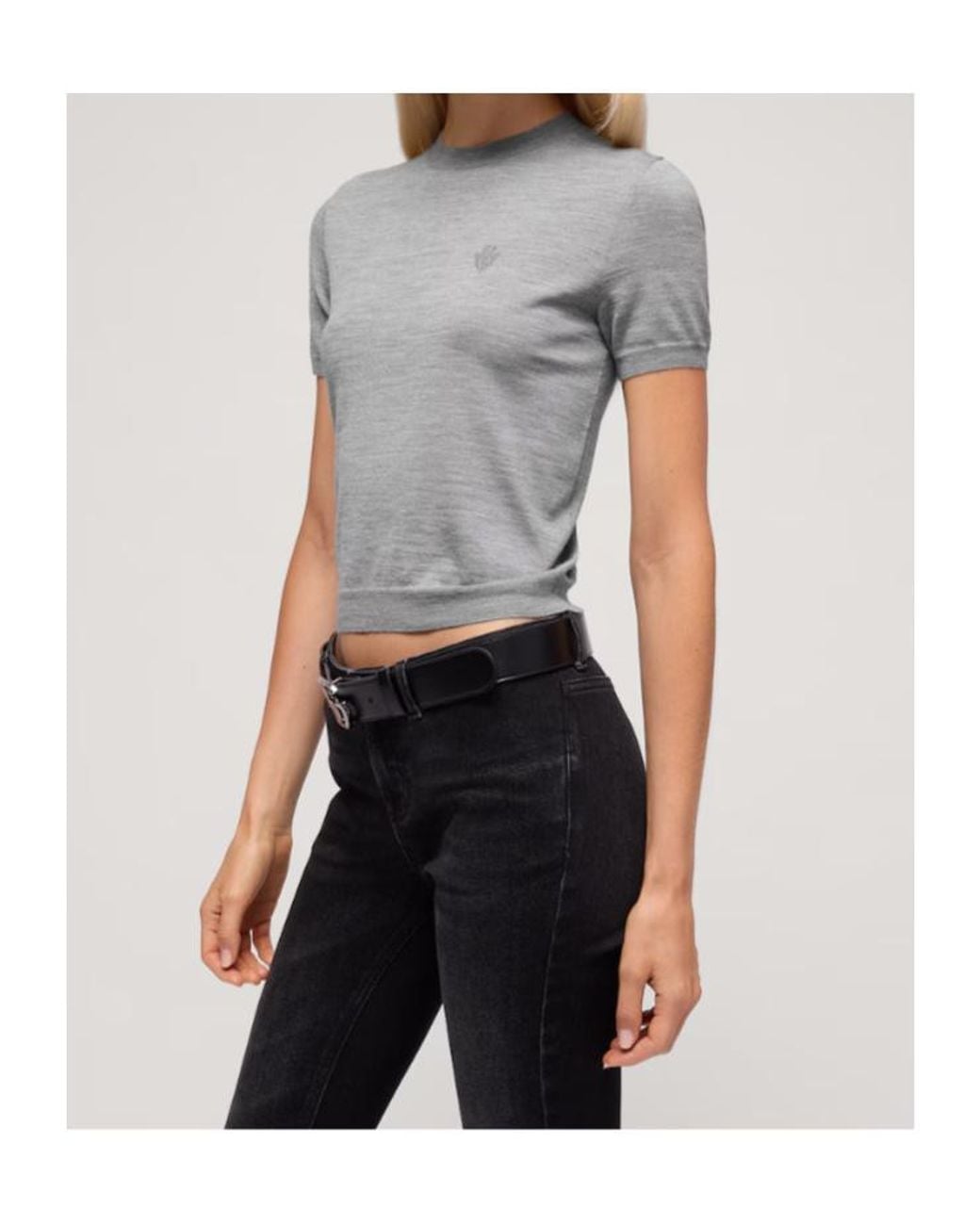 Gucci Gray Silk Wool T-Shirt With Embroidery