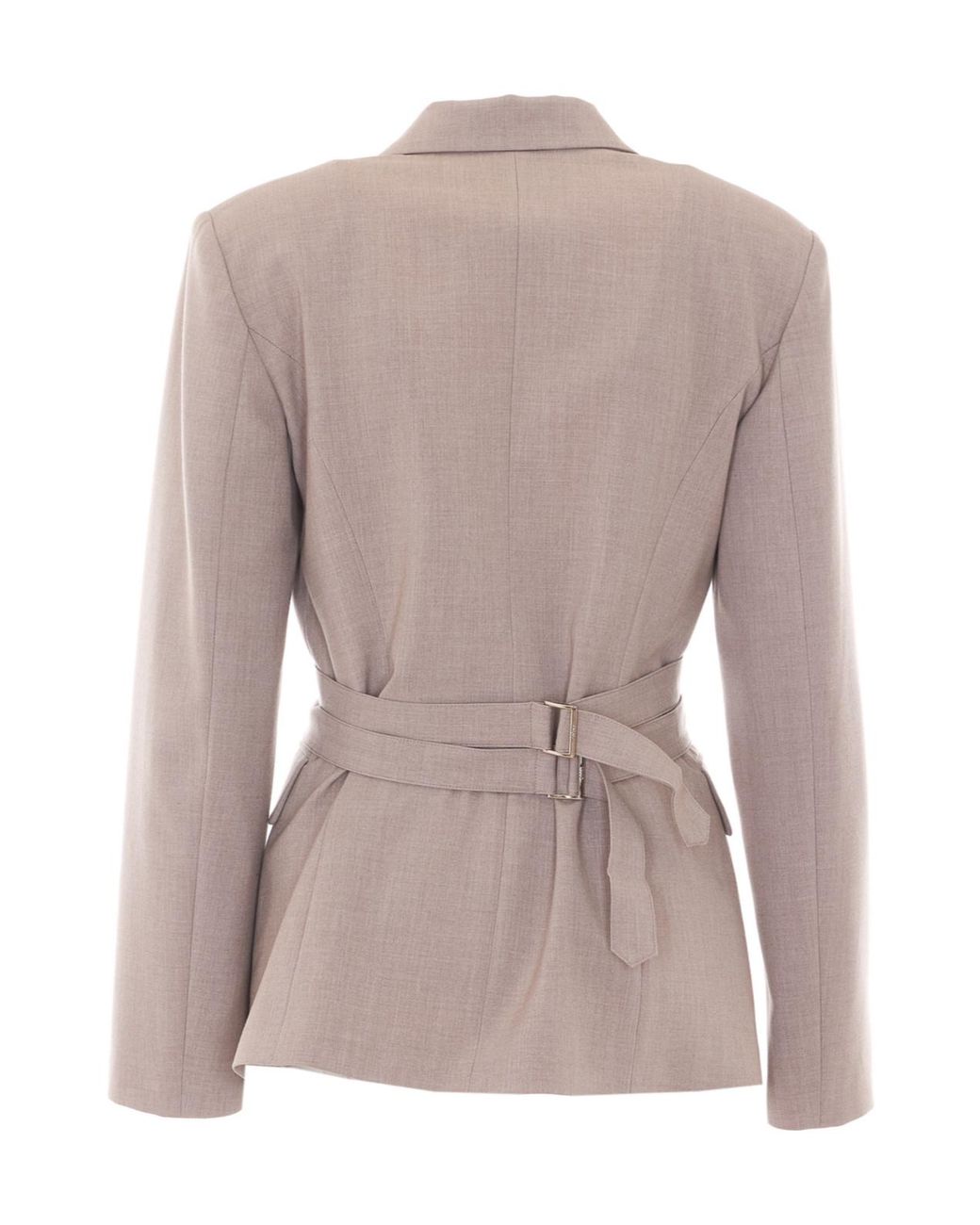 Liu Jo Gray Single-Breasted Belted Blazer