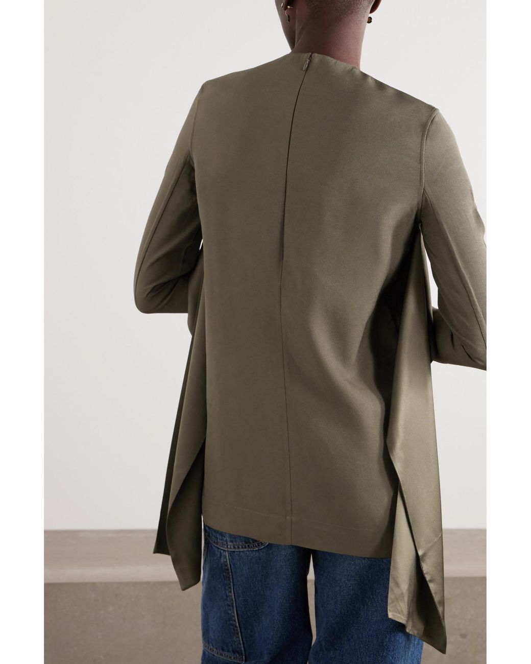 Totême  Brown Tie-Fastening Crepe Blouse