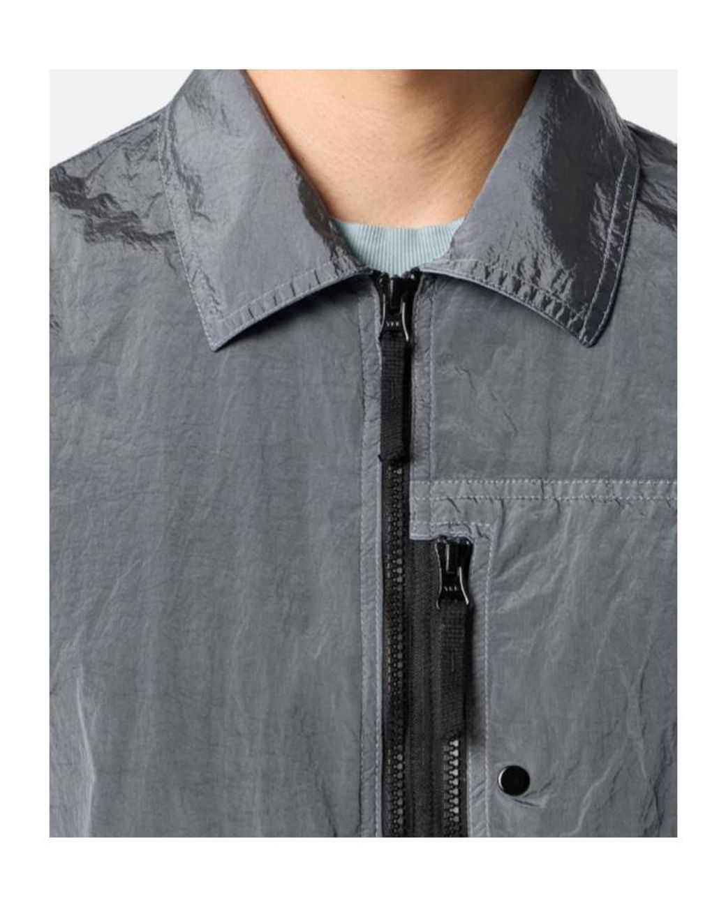 Stone Island Gray Logo-Patch Zip-Up Jacket for men