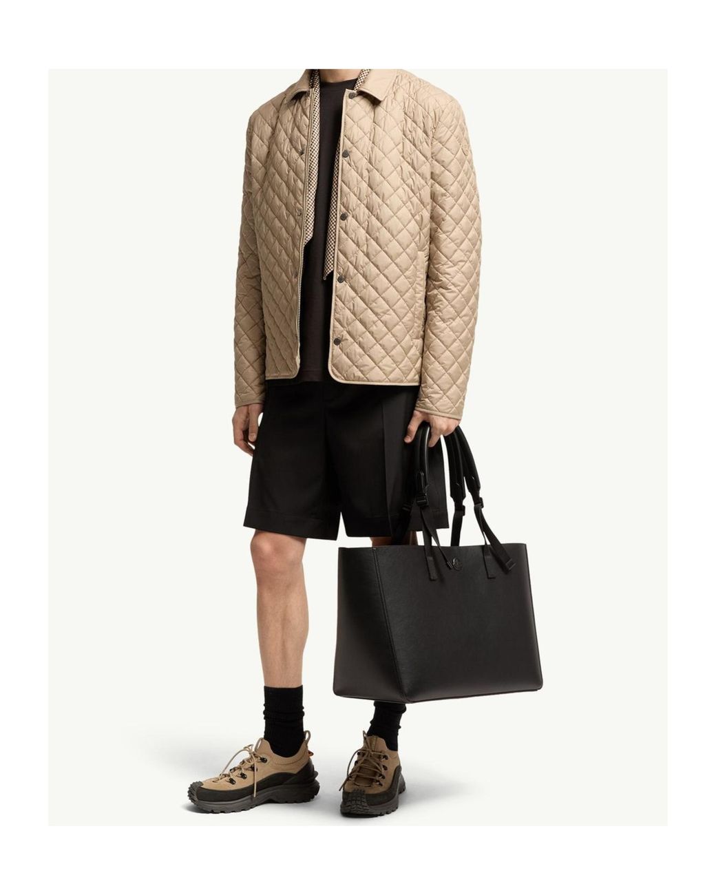 Moncler Natural Avrelie Diamond Quilted Padded Shirt Jacket for men