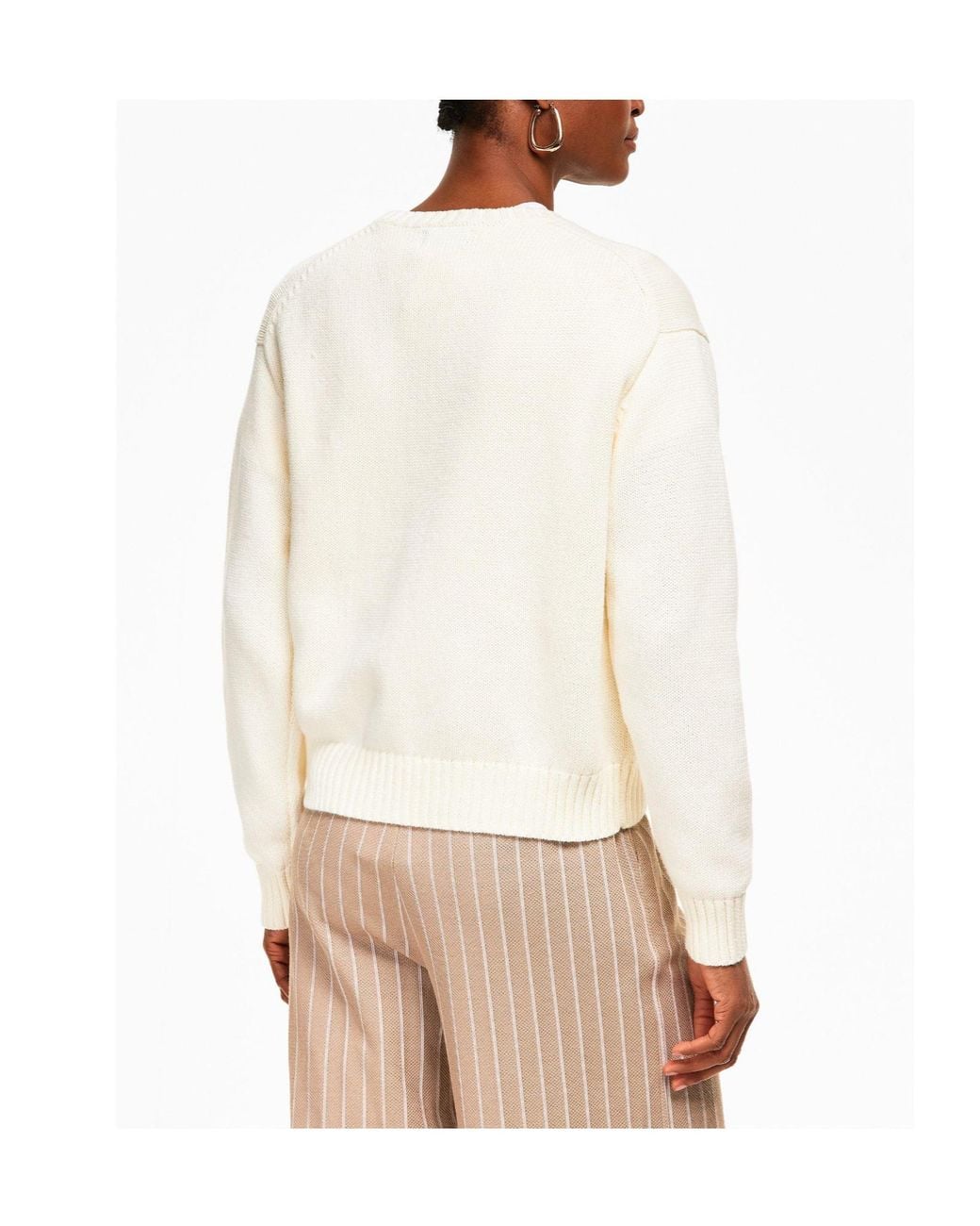 Polo Ralph Lauren White Round Neck Sweater With Bear Pattern
