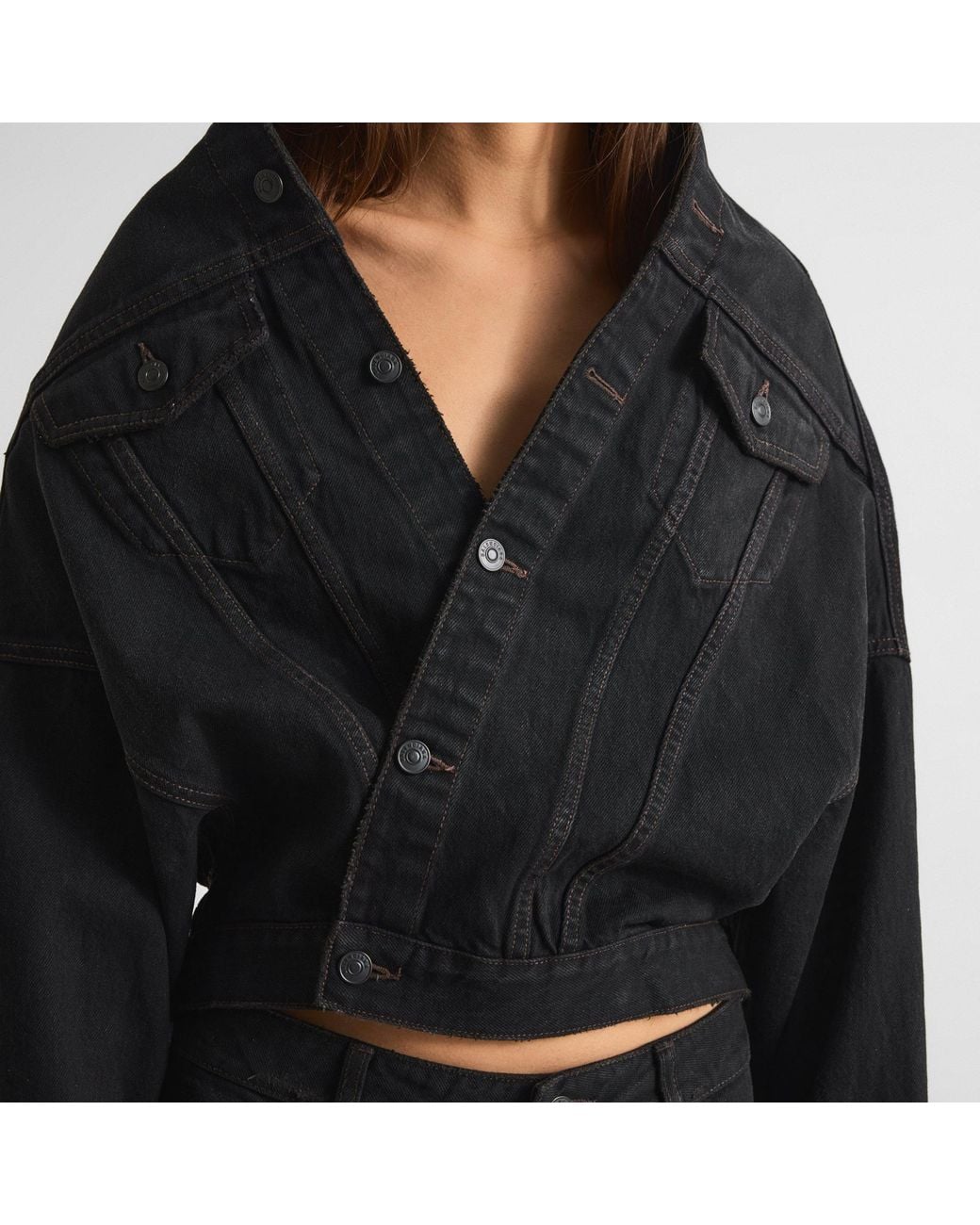 Balenciaga Black Cropped Denim Jacket
