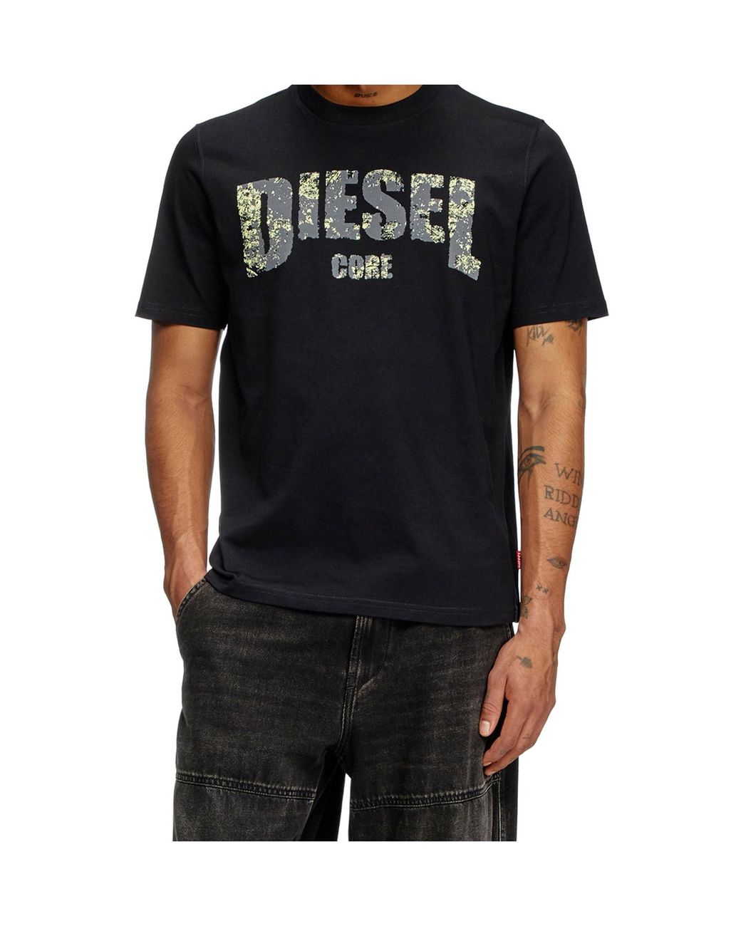 DIESEL Black T-Adjust-R25 Crewneck T-Shirt for men