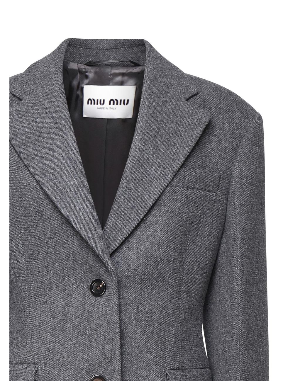 Miu Miu Gray Single-Breasted Double Wool Jacket
