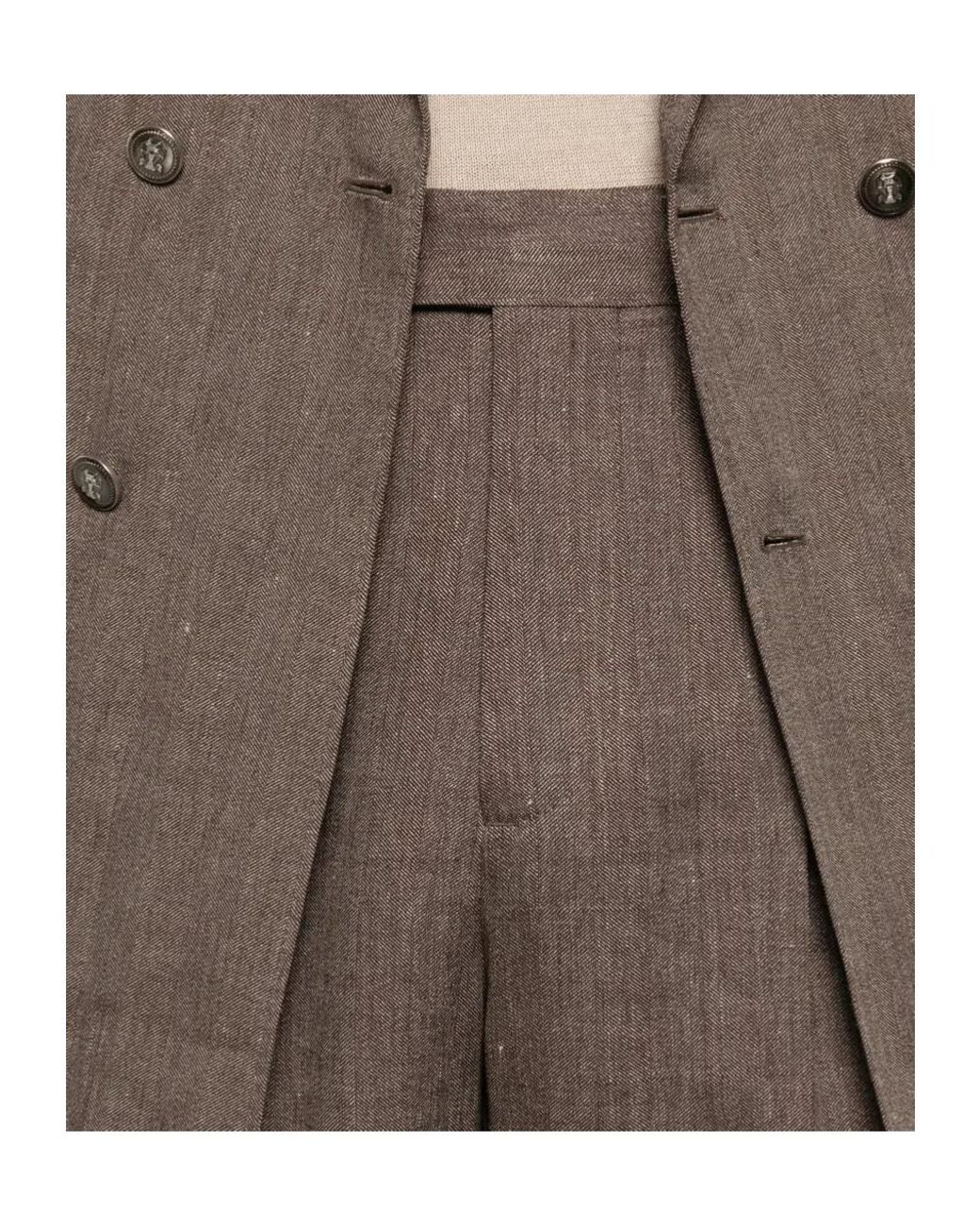 Brunello Cucinelli Brown Double-Breasted Suit for men