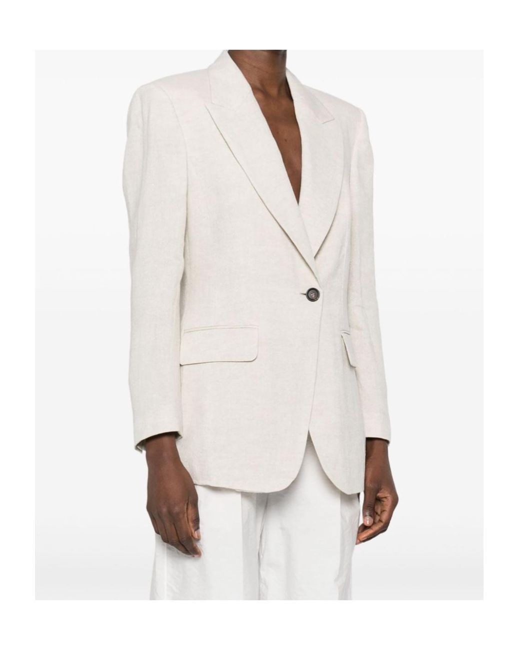 Brunello Cucinelli Natural Lurex Buttoned Blazer