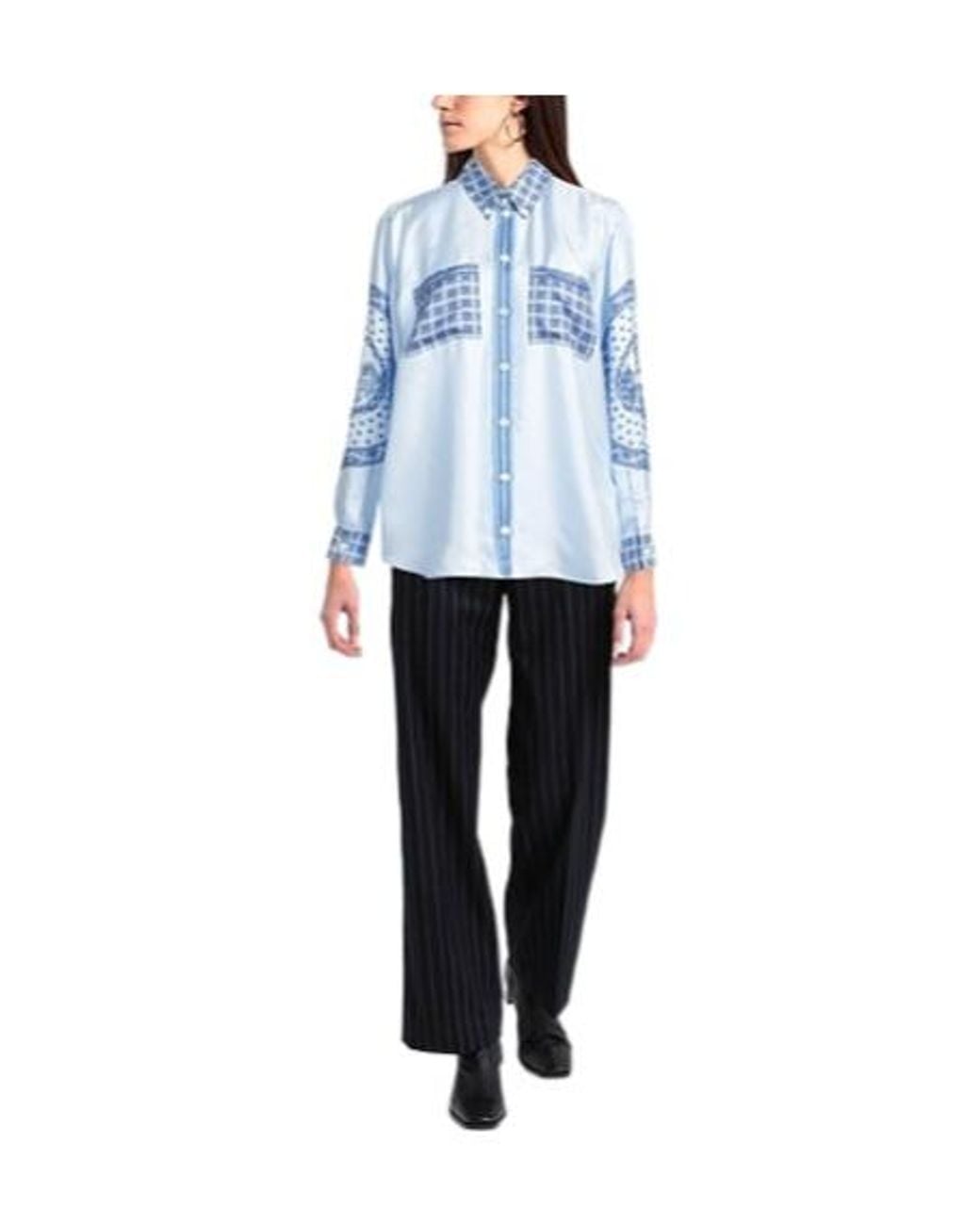 Burberry Blue Two-Color Satin Shirt