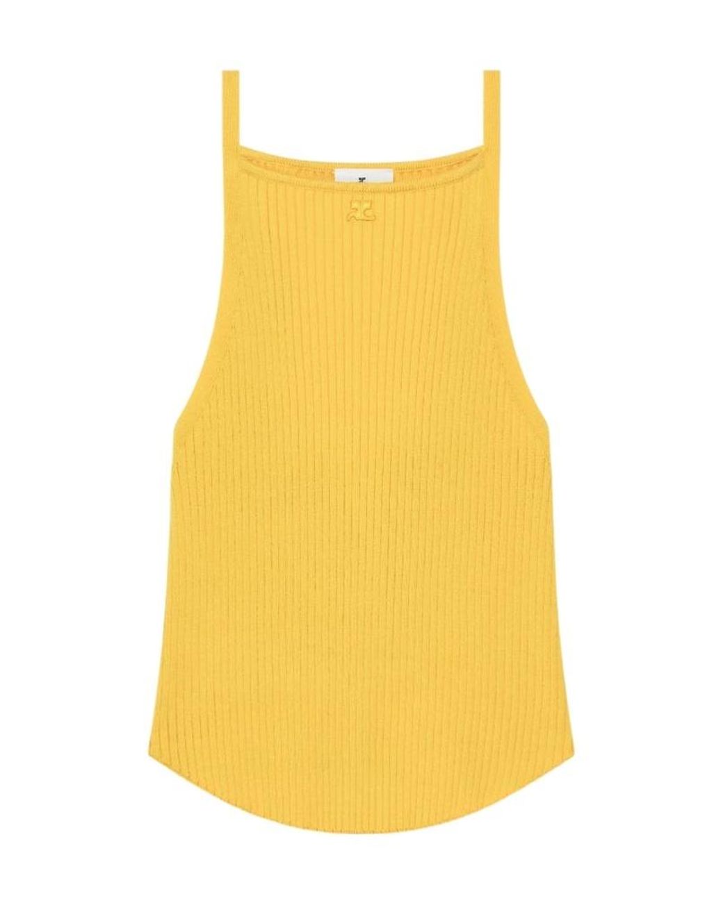 Courreges Yellow Courrèges Sleeveless Circle Rib Knit Top