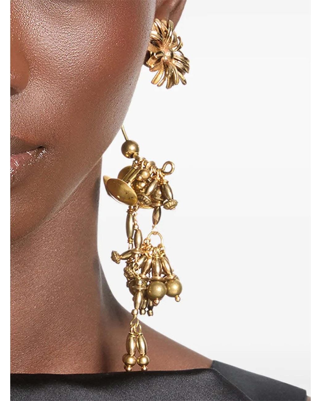 Dries Van Noten White Flower Pattern Earrings