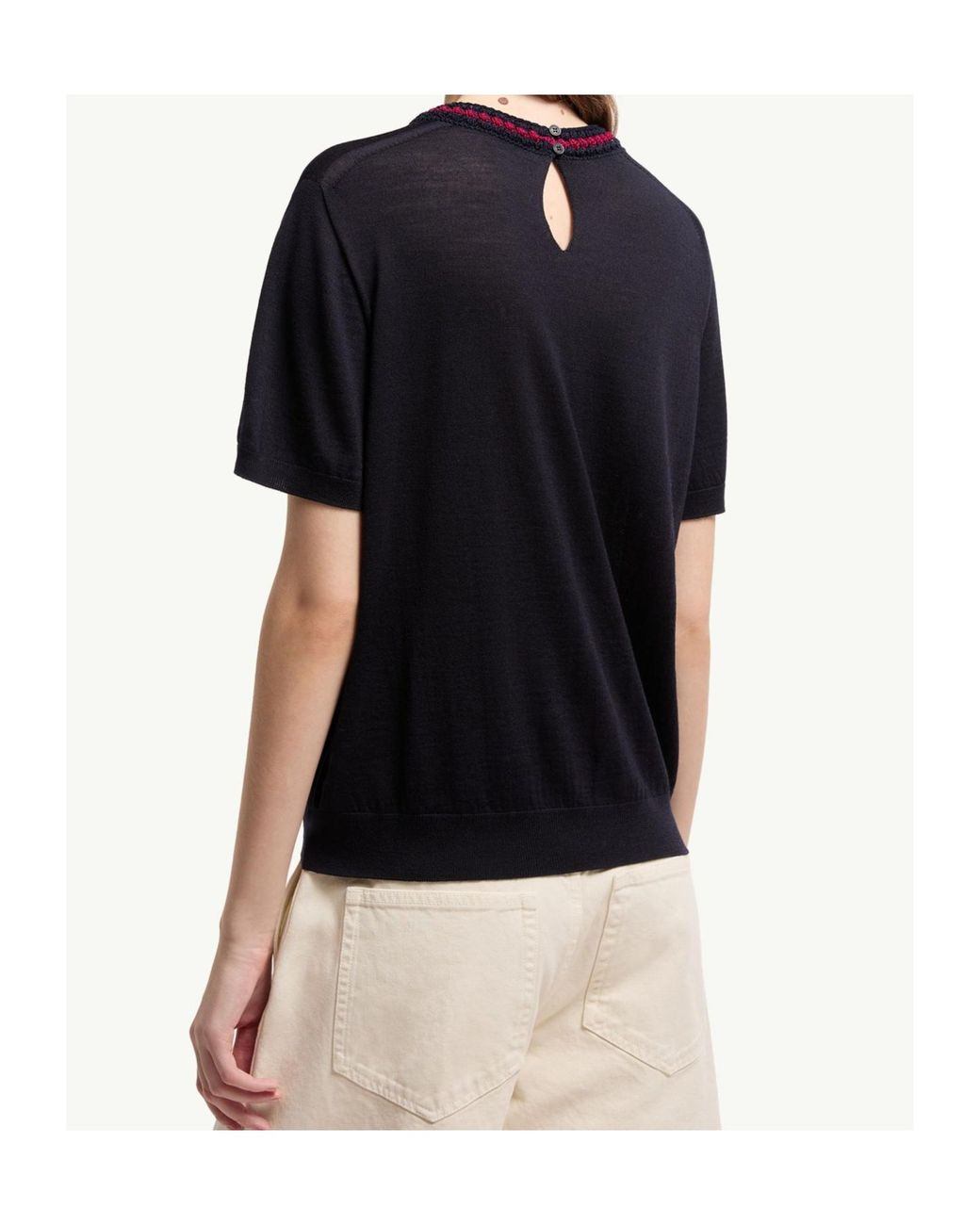 Moncler Blue Jacquard Logo Crewneck Jumper