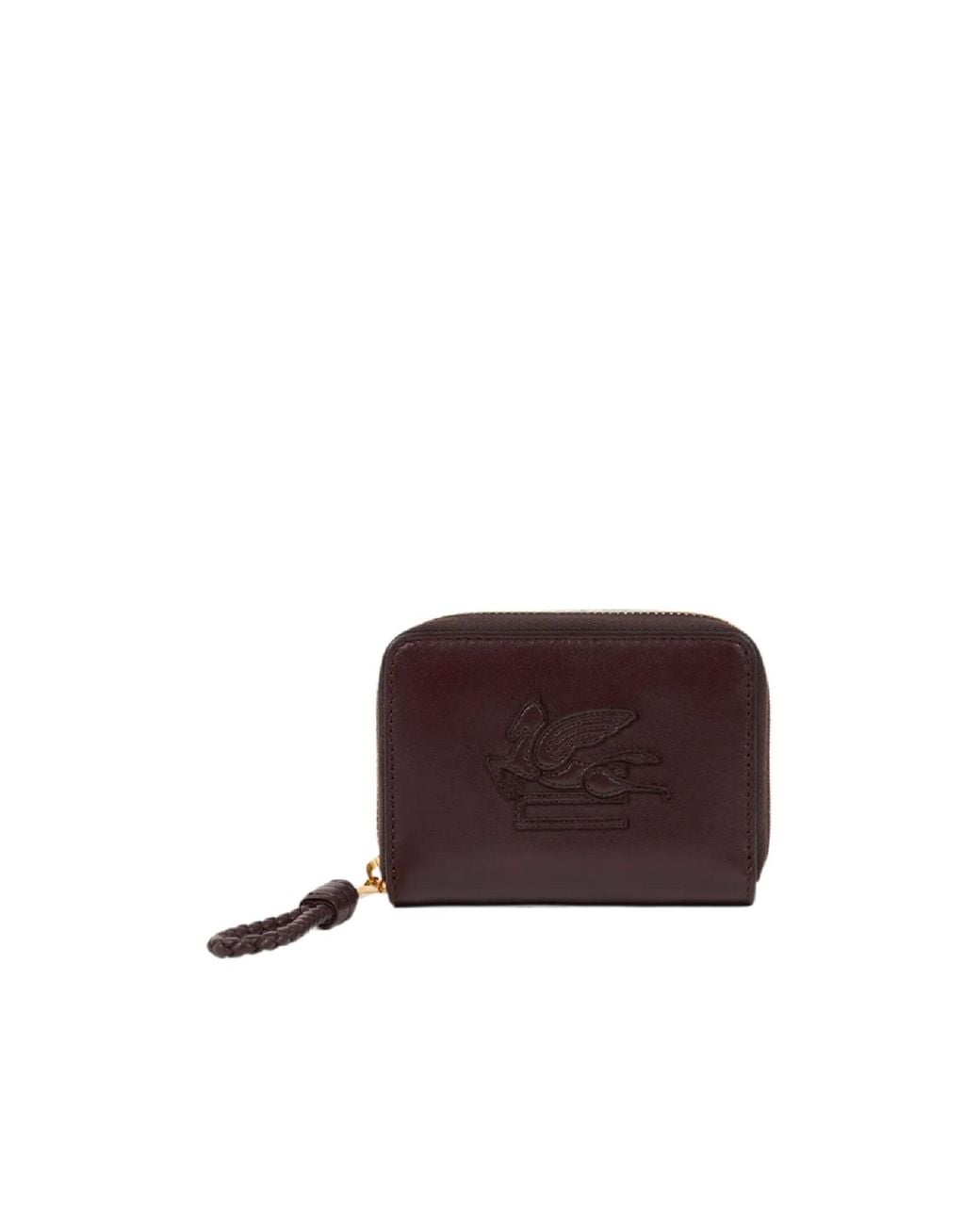 Etro Purple Libra Compact Zip-Around Leather Wallet With Pegaso