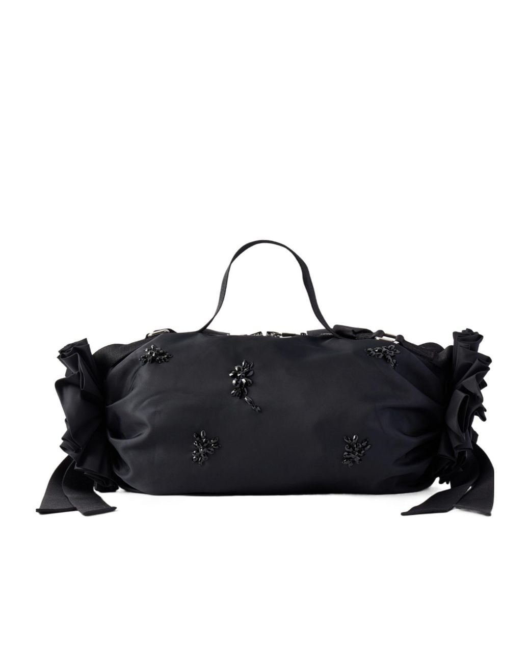 Simone Rocha Black Crystal-Embellished Satin Shoulder Bag