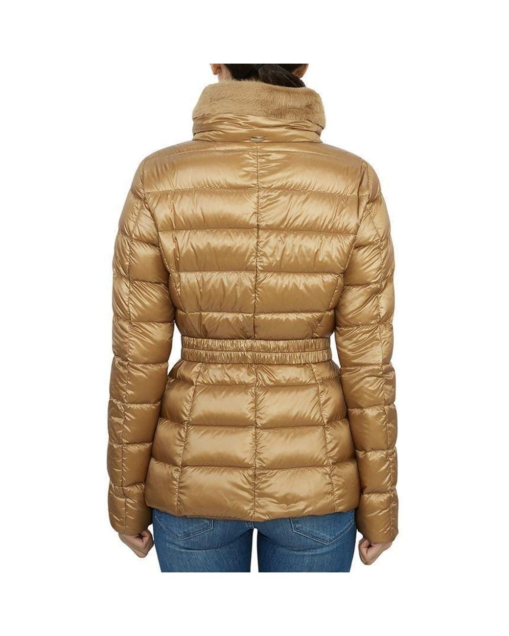 Herno Brown Belted High-Collar Down Jacket