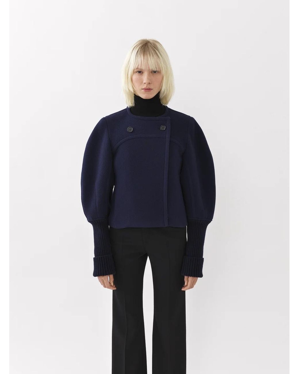 Chloé Blue Chloé Boxy Cropped Coat