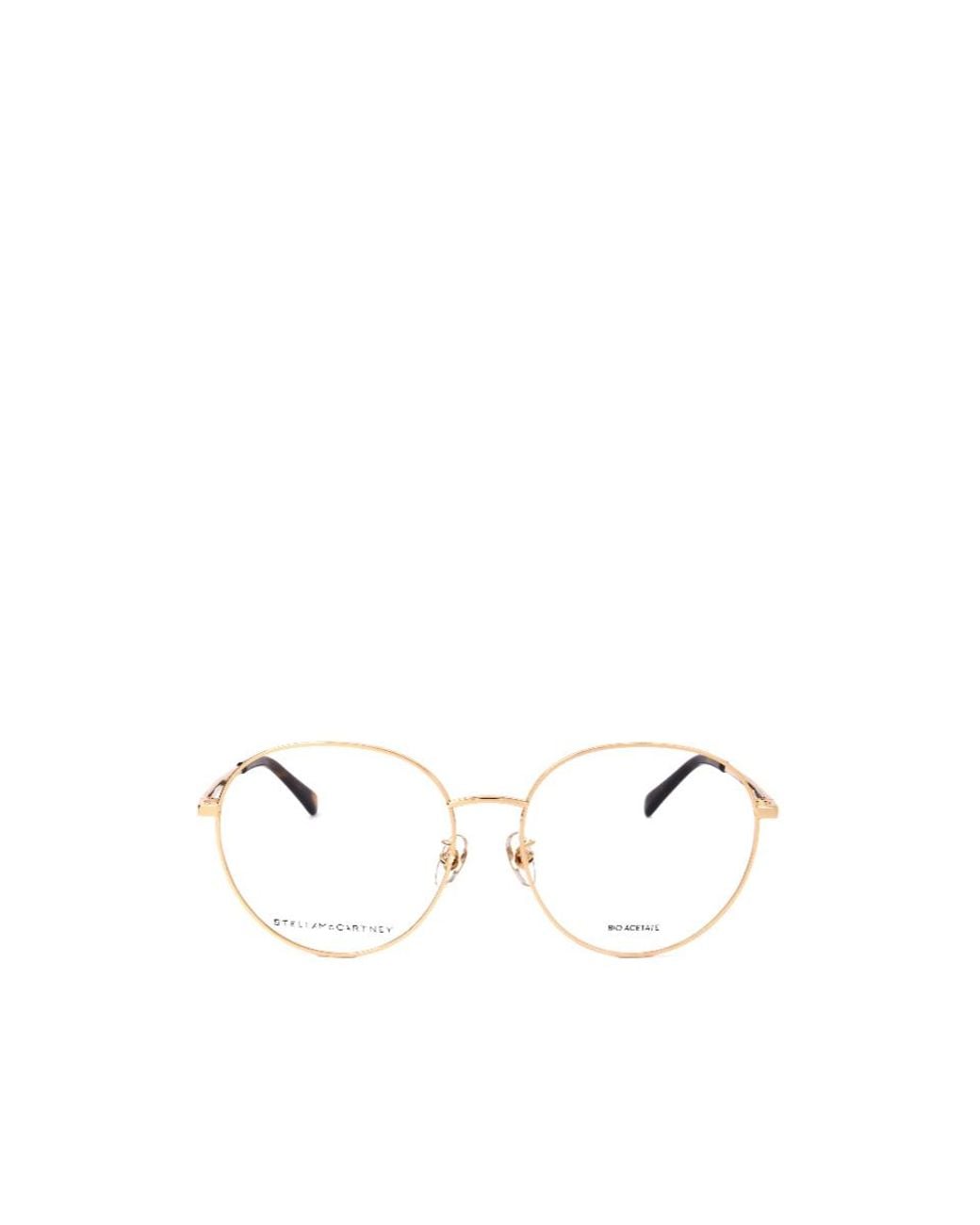 Stella McCartney Natural Logo-Engraved Oval-Frame Glasses