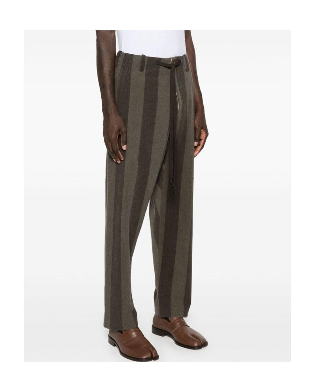 Uma Wang Black Tapered Leg Striped Trousers for men