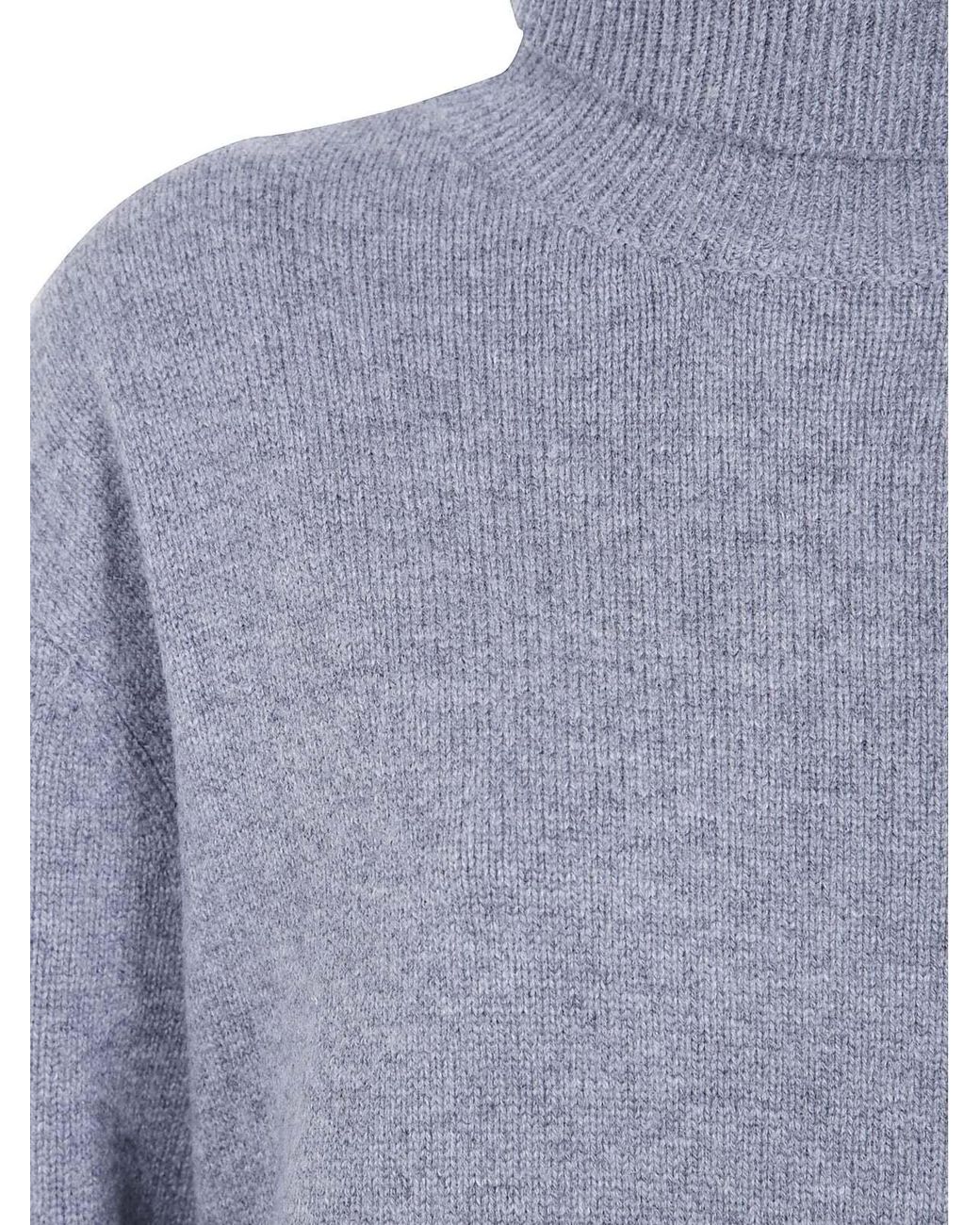 Frankie Shop Blue Gala Padded Knit Turtleneck Jumper