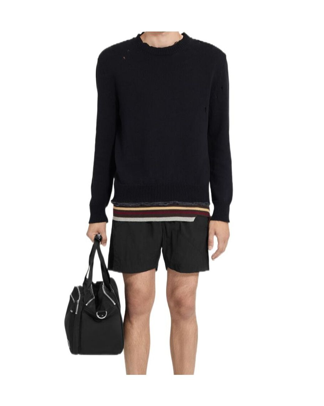 MM6 by Maison Margiela Black Distressed Jumper for men