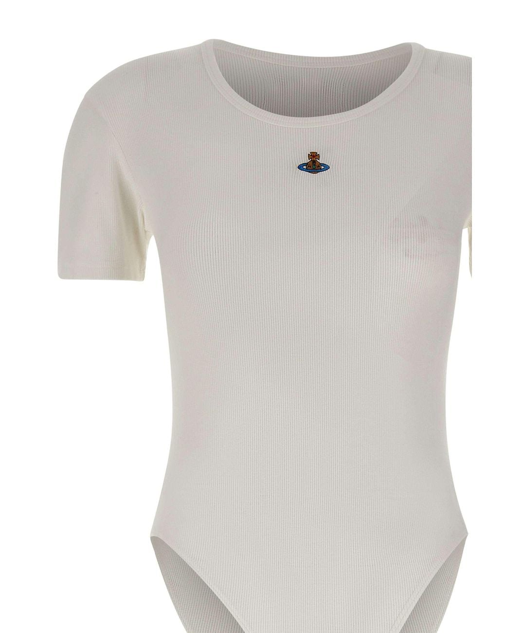 Vivienne Westwood Gray Shoer-Sleeved Crewneck Ribbed Bodysuit