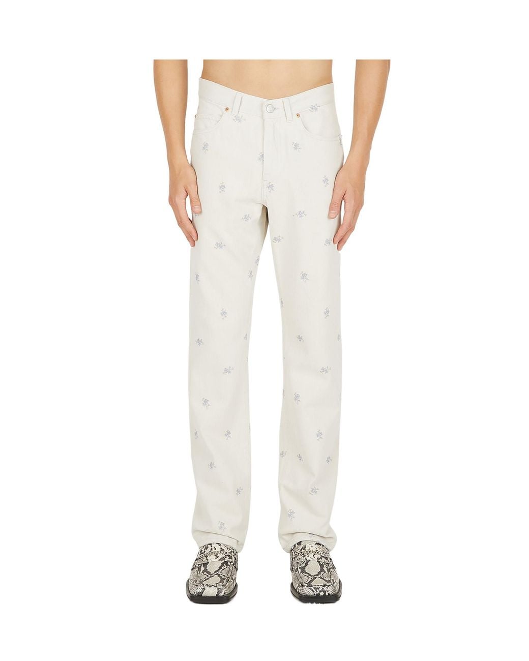 Martine Rose White Relaxed Floral Print Jeans for men