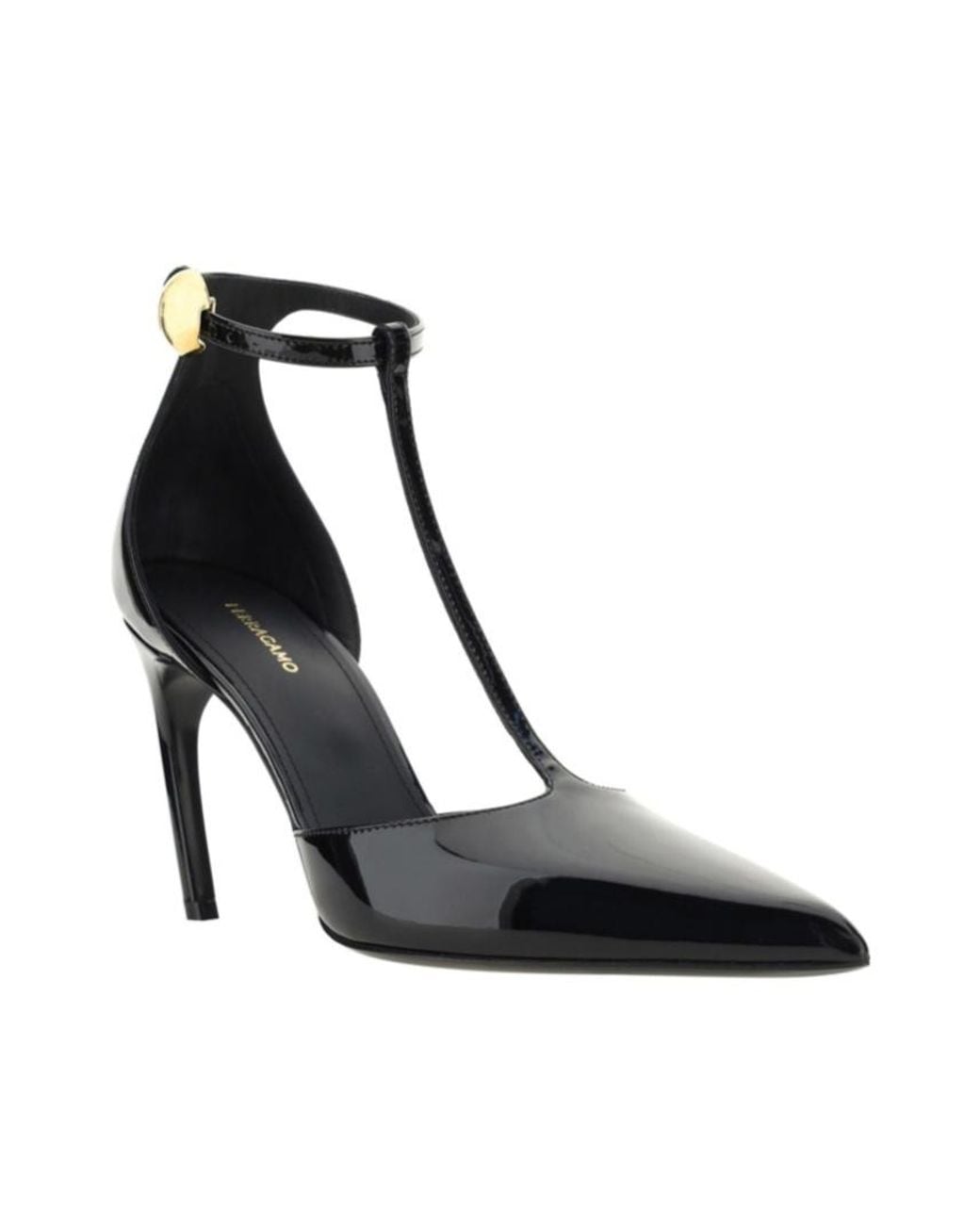 Ferragamo Black Ferragamo T-Strap Pointed-Toe Pumps