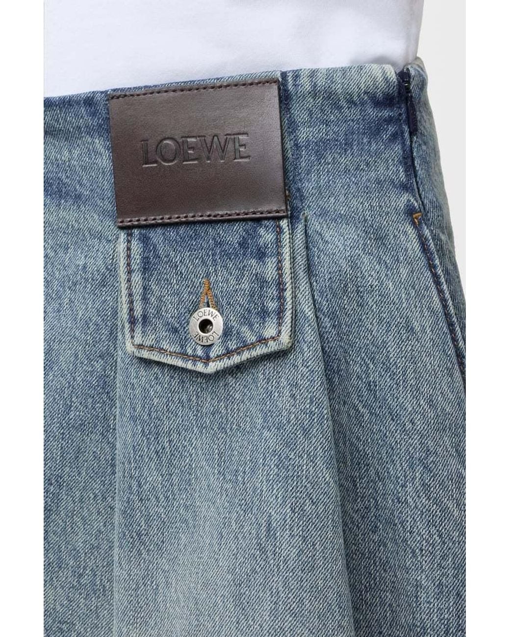 Loewe Blue Pleated Pocket Denim Skirt