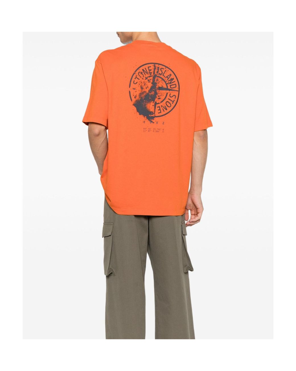 Stone Island Orange Short-Sleeved T-Shirt for men