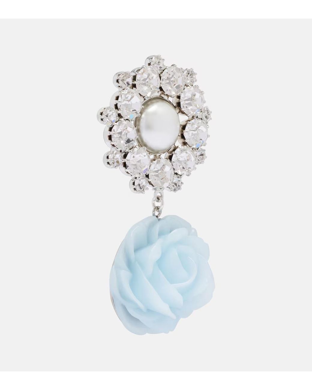Magda Butrym White Floral Appliqué Dangling Earrings