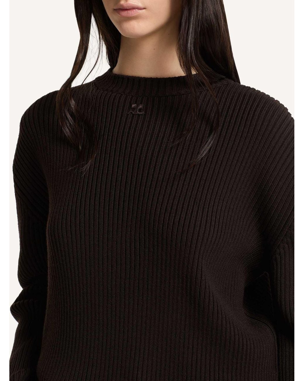 Courreges Black Ribbed-Knit Merino Sweater