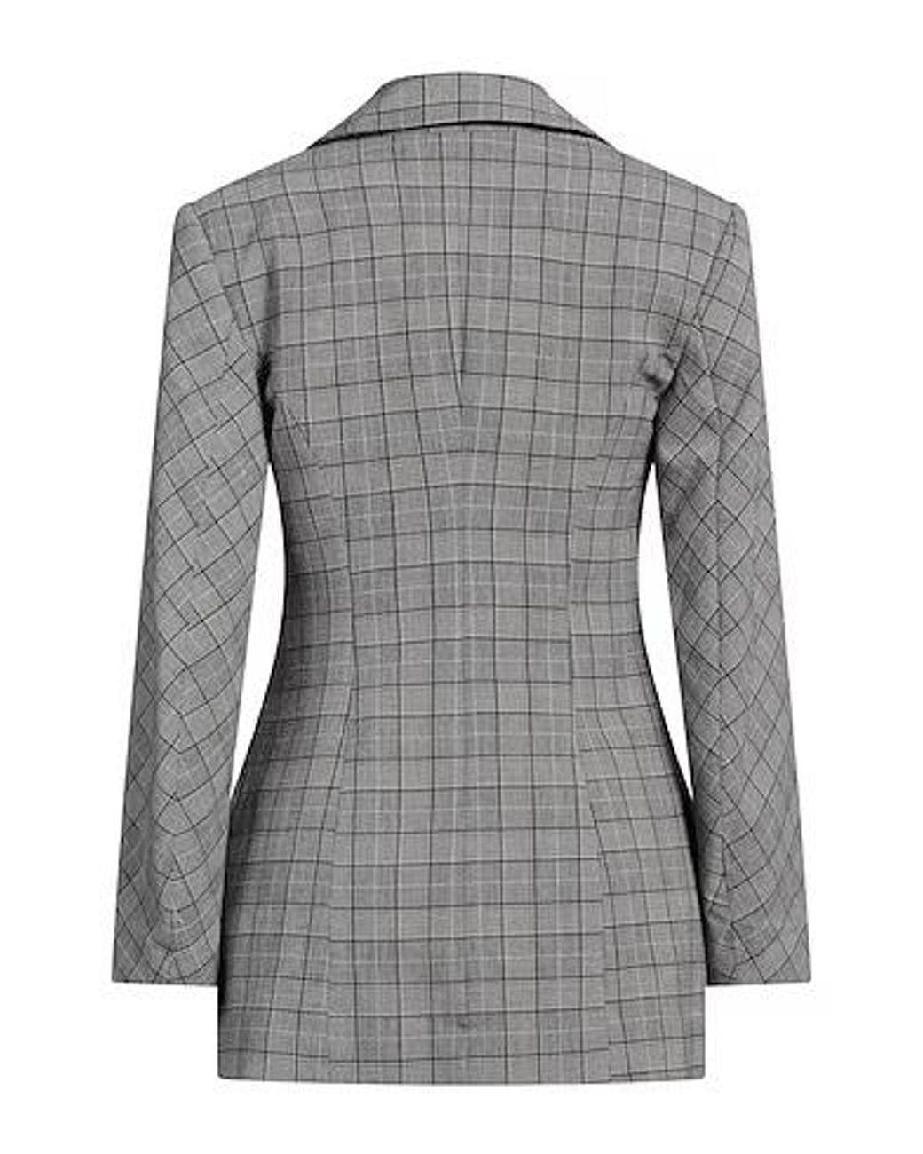 Ganni Gray Single-Breasted Suit Jacket
