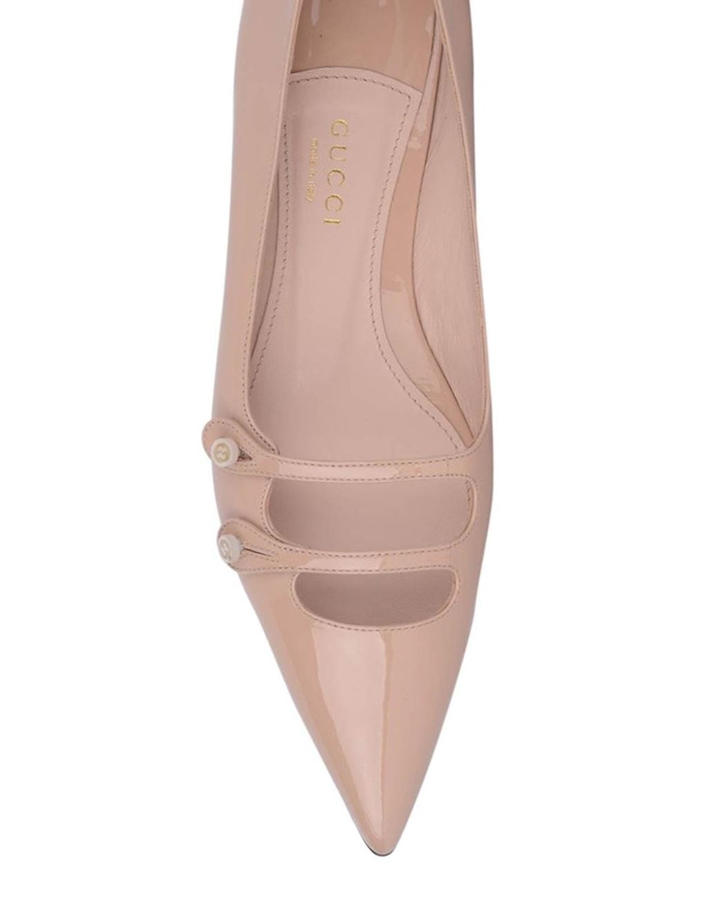 Gucci Pink Logo Button Flats