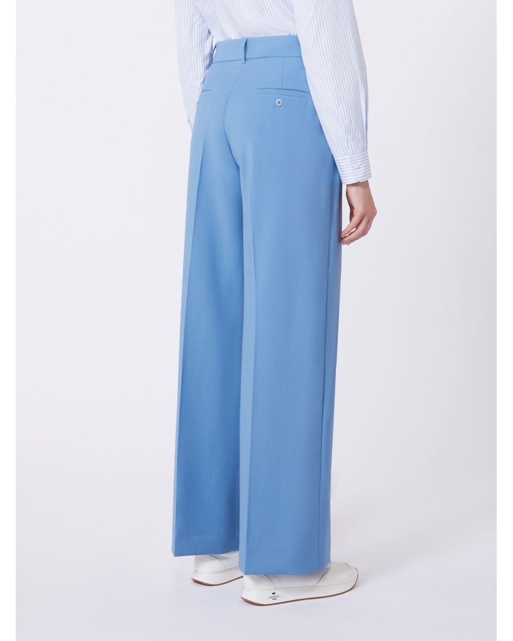 Weekend by Maxmara Blue Wool Wide-Leg Trousers