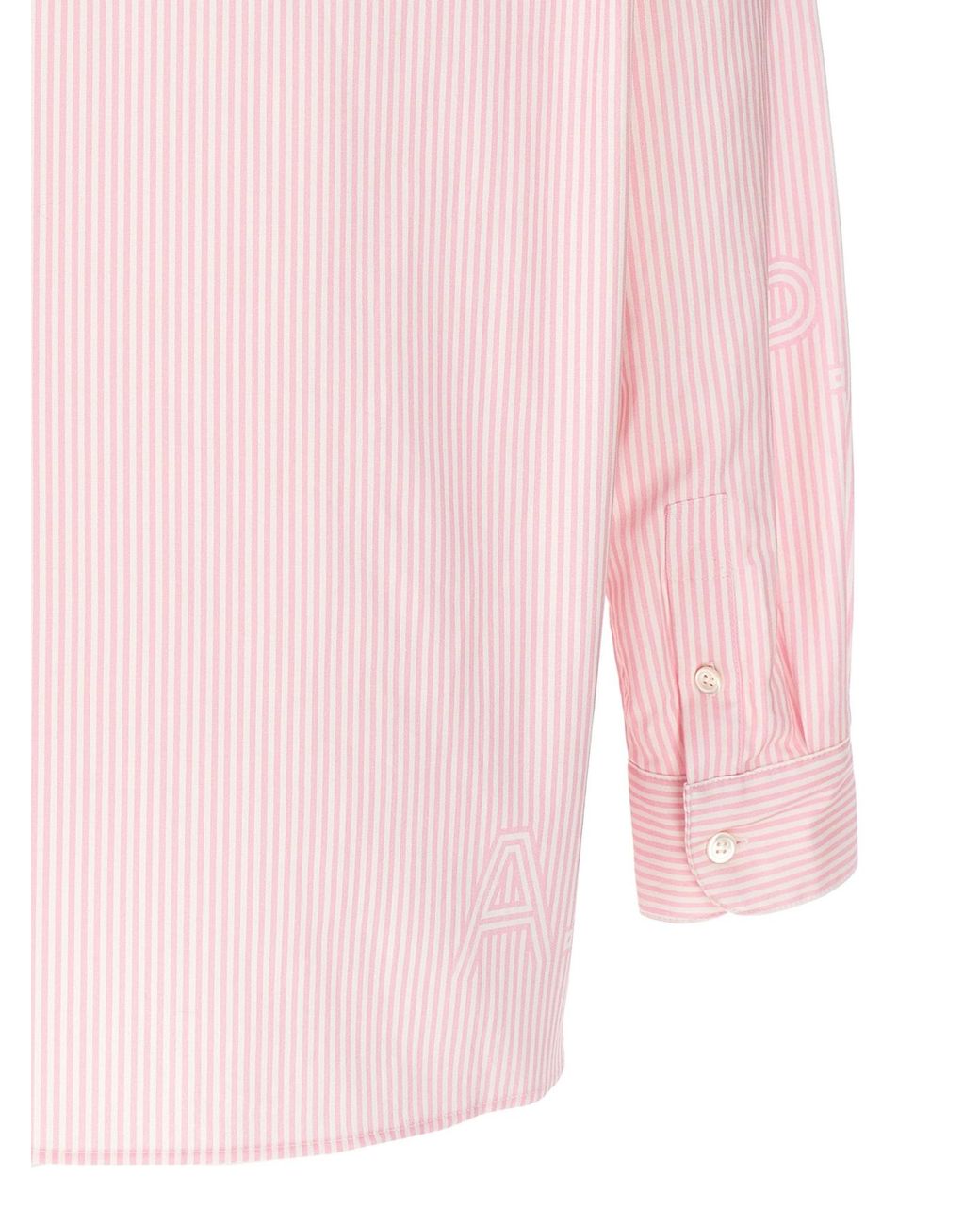 A.P.C. Pink Logo Printed Striped Buttoned Shirt