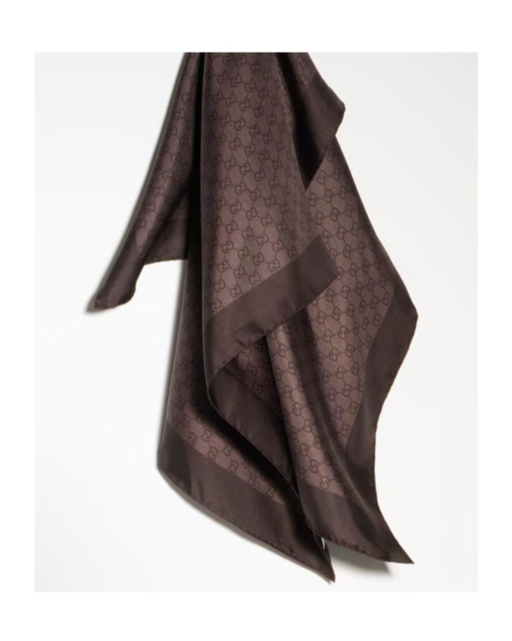 Gucci Brown Gg Silk Twill Jacquard Carré
