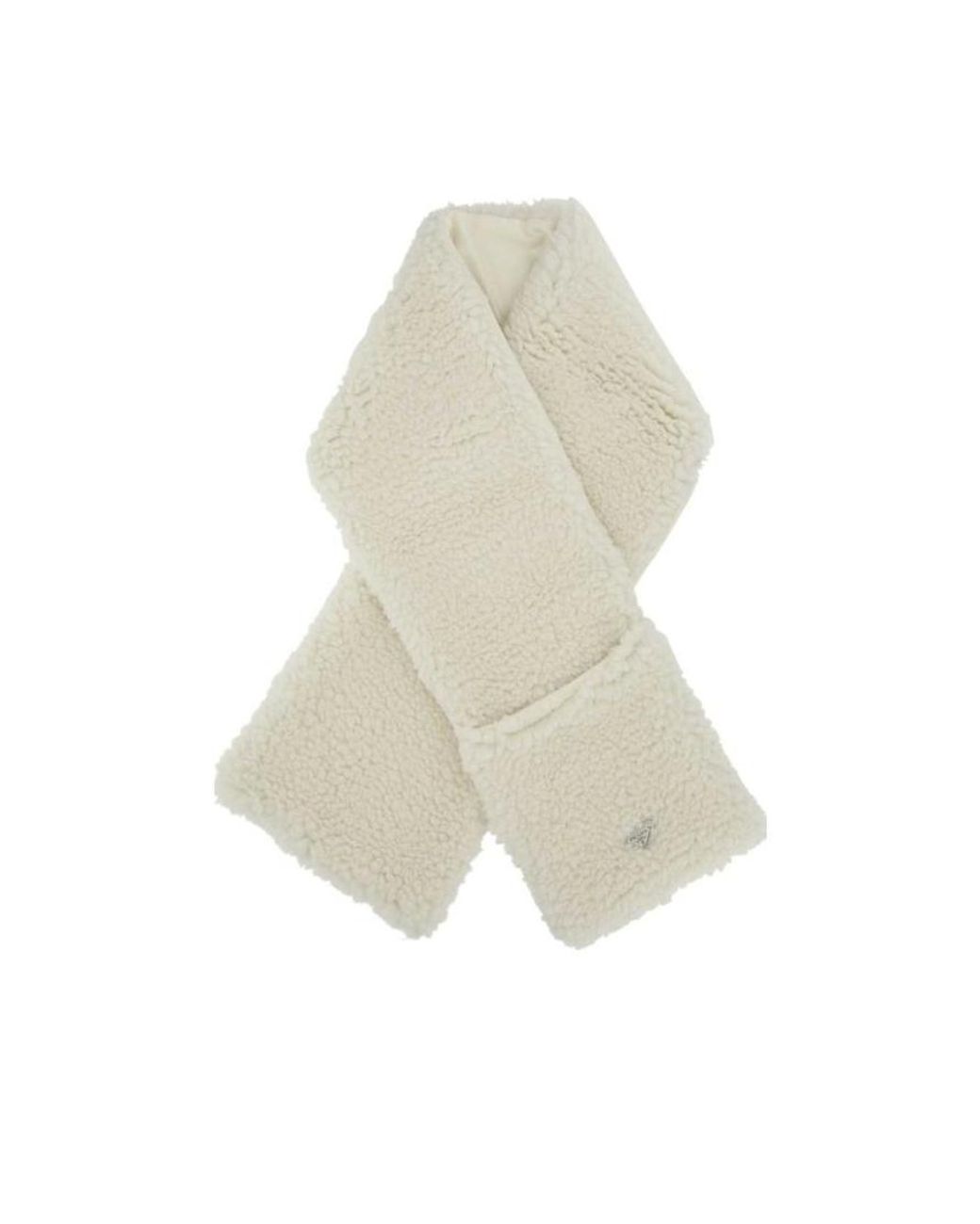 Prada White Teddy Logo-Plaque Scarf