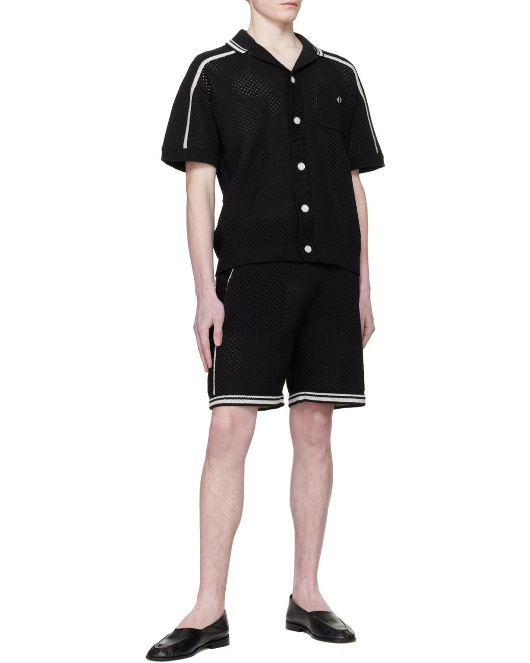 Casablanca Black Mesh Short Sleeved Shirt for men