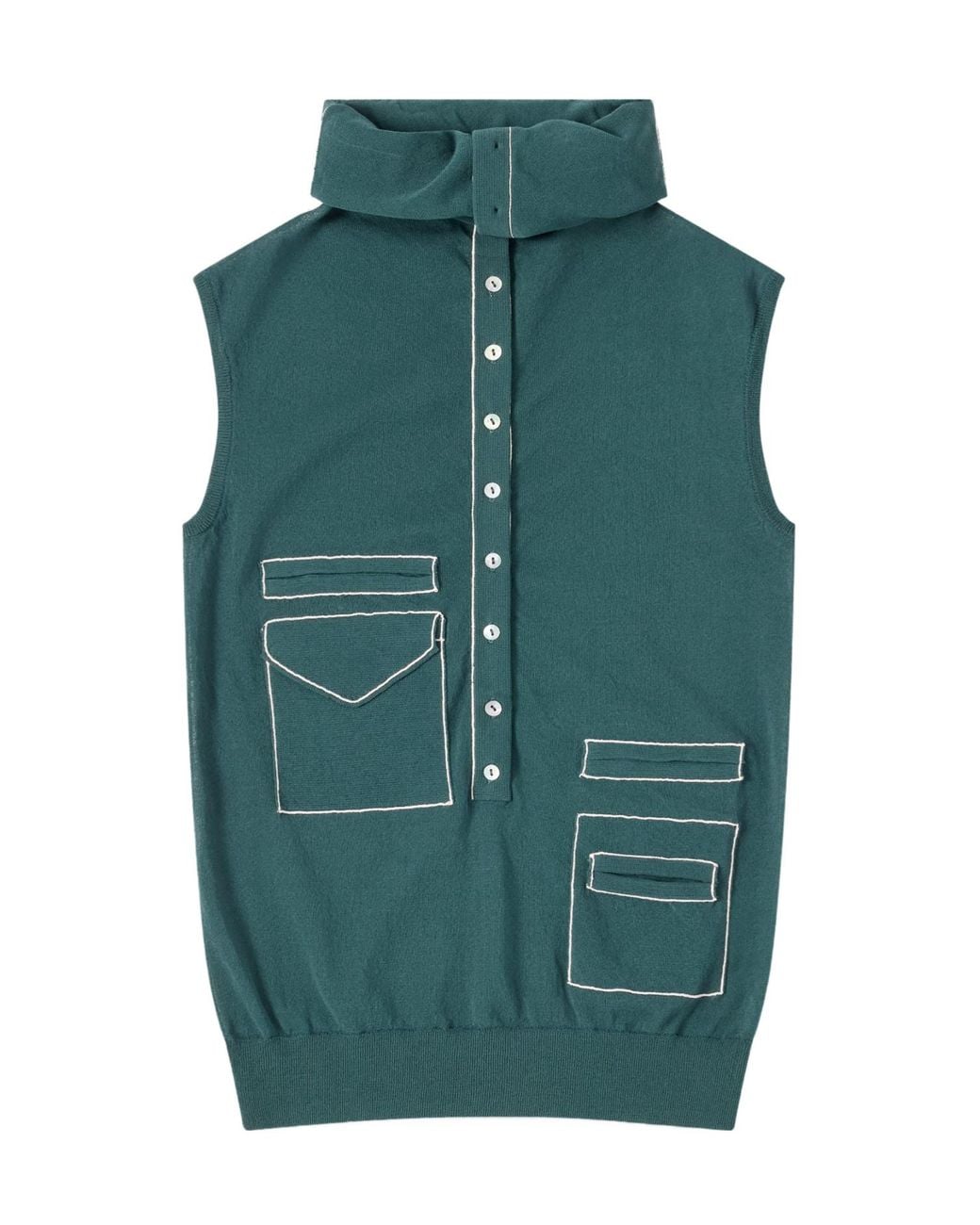 Kiko Kostadinov Green Sleeveless Turtleneck Sweater