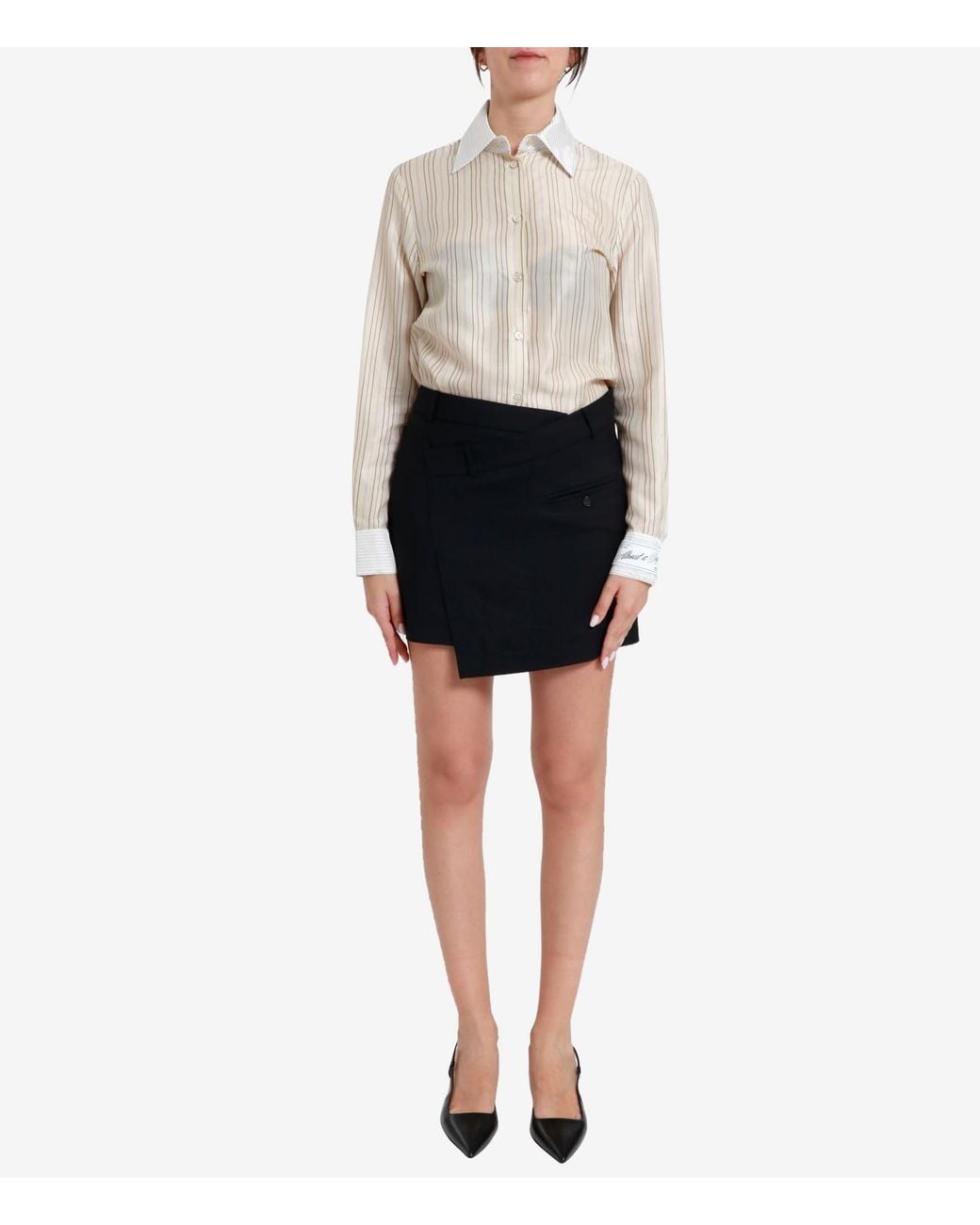 Erika Cavallini Semi Couture White Striped Dress