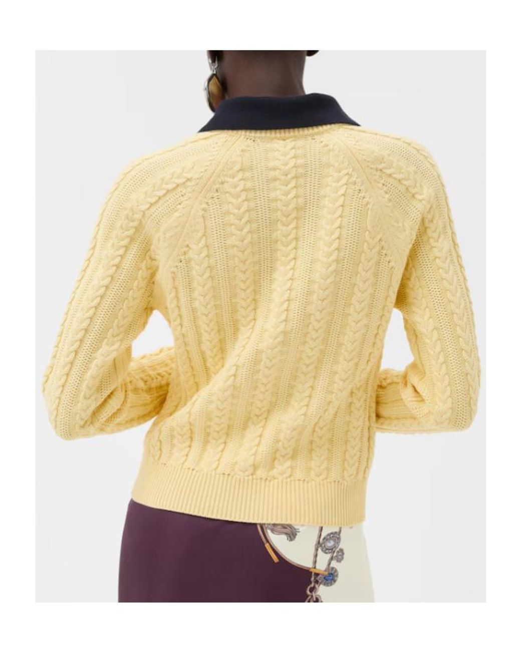 Versace Yellow Cable-Knit Contrasting-Collar Sweater