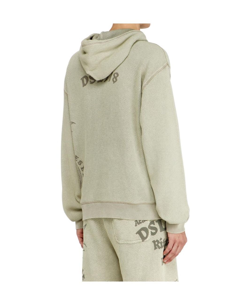 DIESEL White Long Sleeve Drawstring Hoodie for men